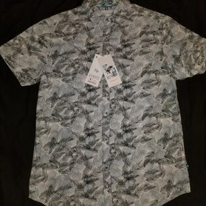 Denim & Flower leaf print shirt (green)